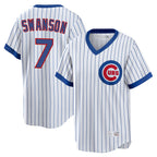 Chicago Cubs #7 Dansby Swanson Player White Fotopoulosg T-shirt Cooperstown Collection Limited Stitched Jerseys