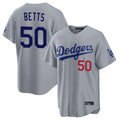 Los Angeles Dodgers #50 Mookie Betts Player Gray Fotopoulosg Game Home Stitched Jerseys