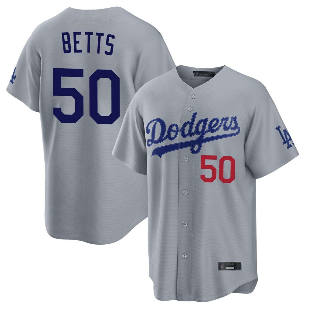 Los Angeles Dodgers #50 Mookie Betts Player Gray Fotopoulosg Game Home Stitched Jerseys