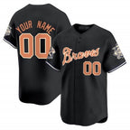Custom Atlanta Braves Peaches n¡¯ Cream Vapor Premier Limited Jersey ¨C Black Fotopoulosg