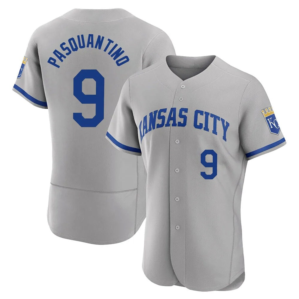 Kansas City Royals #9 Vinnie Pasquantino Player Gray Fotopoulosg Limited Elite Home Game Stitched Jerseys