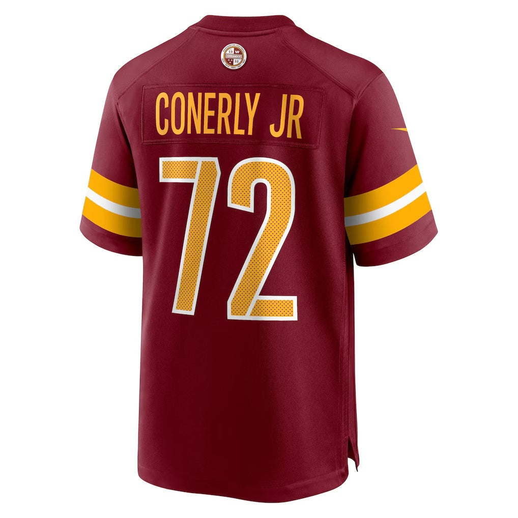W.Commanders #72 Josh Conerly Jr. Burgundy Fotopoulosg 2025 Draft First Round Pick Game Jersey