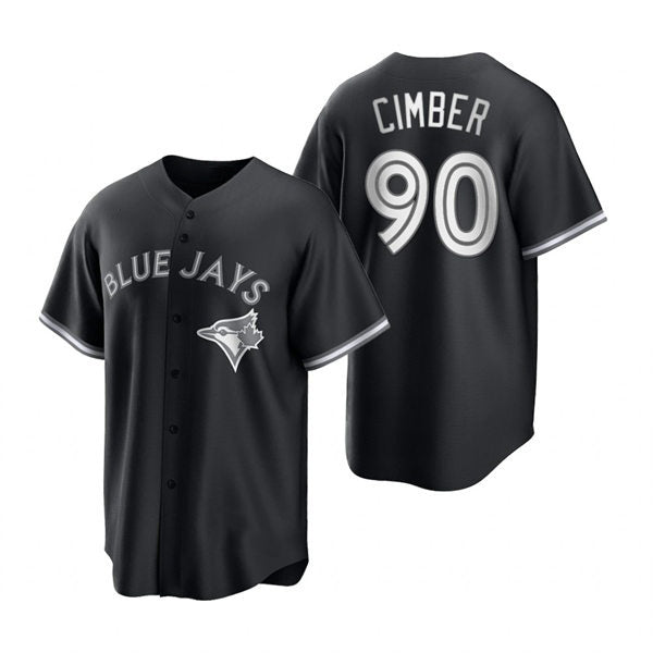 Toronto Blue Jays #90 Adam Cimber Black White Fotopoulosg Collection Jersey