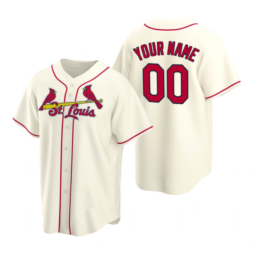 Custom St. Louis Cardinals Cream Fotopoulosg Stitched Cool Base Jersey