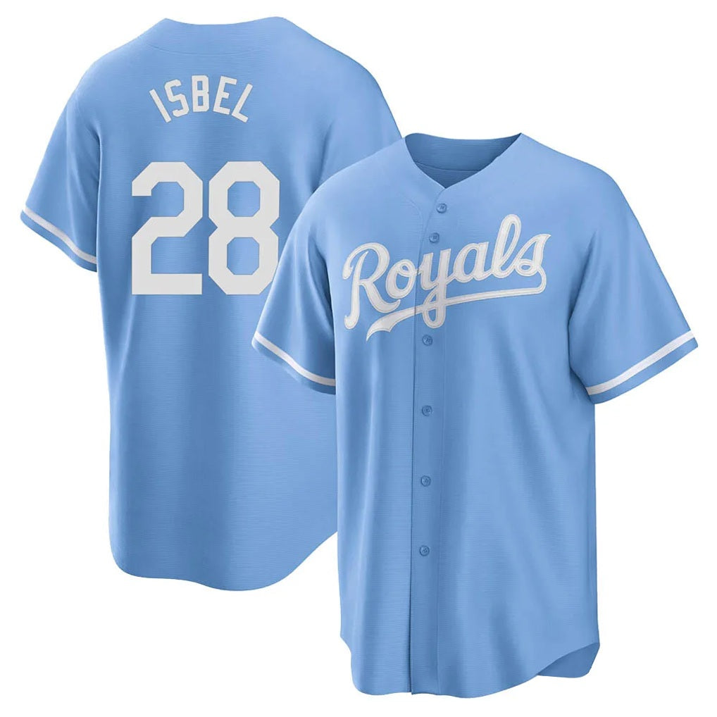 Kansas City Royals #28 Kyle Isbel Player Light Blue Fotopoulosg Home Game Stitched Jerseys