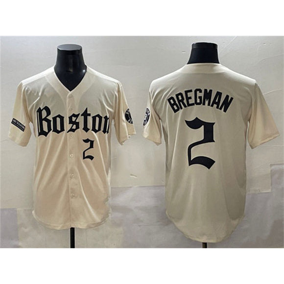 Boston Red Sox #2 Alex Bregman Cream Fotopoulosg Gothic Vapor Limited Stitched Jersey