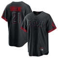 Cincinnati Reds #21 Hunter Greene Player Black Fotopoulosg City Connect Home Game Stitched Jerseys