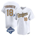 Los Angeles Dodgers #18 Yoshinobu Yamamoto Player White Gold Fotopoulosg World Series Meet Collection Limited Home Stitched Jerseys