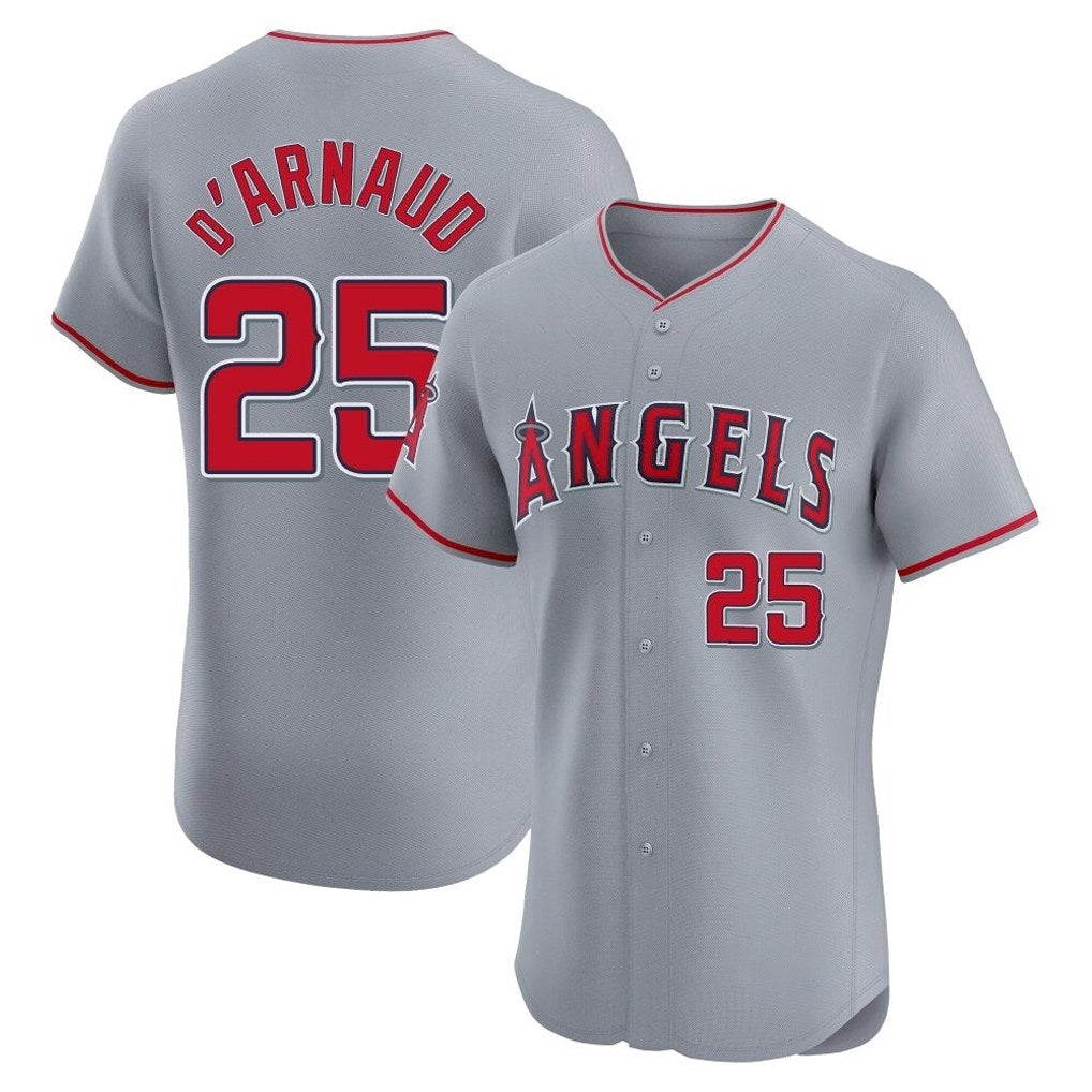Los Angeles Angels #25 Travis d'Arnaud Player Gray Fotopoulosg Home Limited Elite Stitched Jerseys