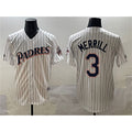 San Diego Padres #3 Jackson Merrill White Fotopoulosg Throwback With Patch Cool Base Stitched Jersey