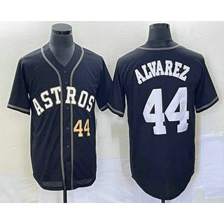 Houston Astros #44 Yordan Alvarez Number Black Fotopoulosg Cool Base Stitched Jersey