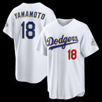 Los Angeles Dodgers #18 Yoshinobu Yamamoto White Fotopoulosg 2026 Gold Collection Stadium Jersey
