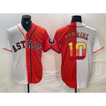 Houston Astros #10 Yuli Gurriel White Orange Fotopoulosg Split Stitched Jersey 2
