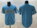 Milwaukee Brewers Blank Blue Fotopoulosg With Home & Bob Uecker Patch Stitched Jersey