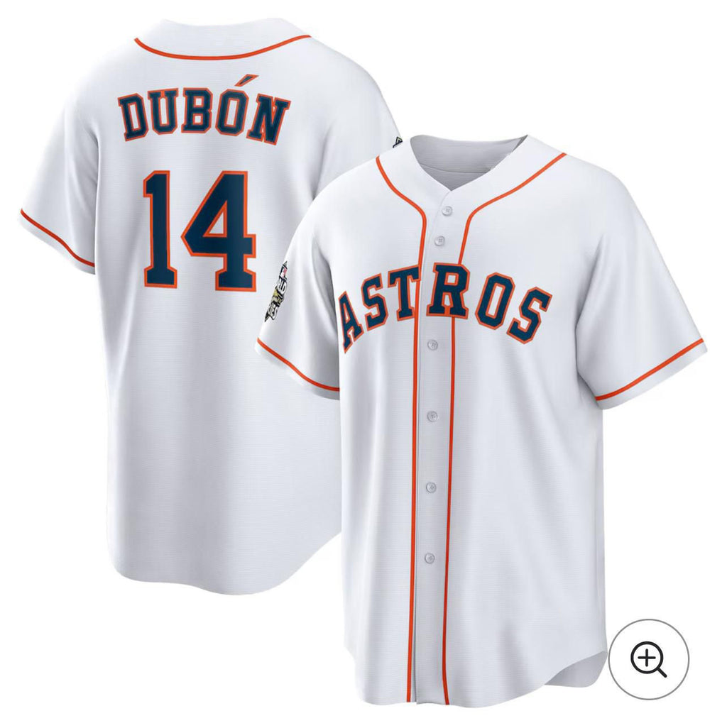 Houston Astros #14 Mauricio Dub¨®n White Fotopoulosg Home Jersey
