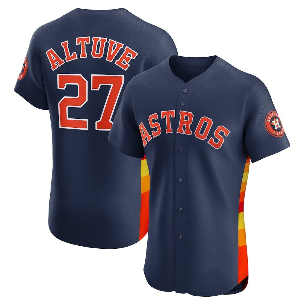 Houston Astros #27 Jose Altuve Navy Fotopoulosg Alternate 2 Elite Player Jersey