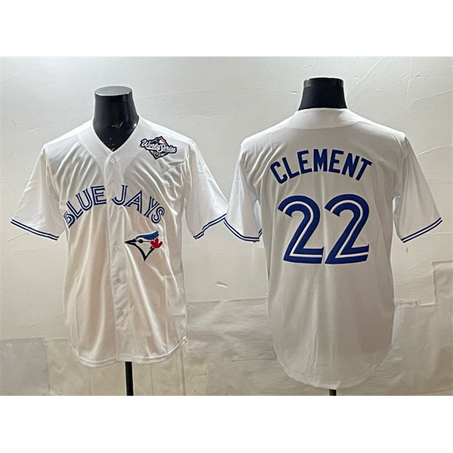Toronto Blue Jays #22 Ernie Clement White Fotopoulosg 2025 World Series Home Cool Base Stitched Jersey