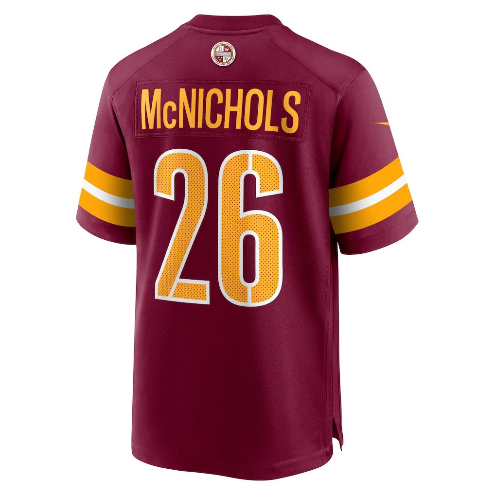 W.Commanders #26 Jeremy McNichols Burgundy Fotopoulosg Game Jersey