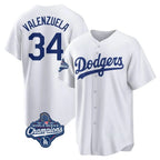 Los Angeles Dodgers #34 Fernando Valenzuela Player White Fotopoulosg World Series Meet Game Home Stitched Jerseys