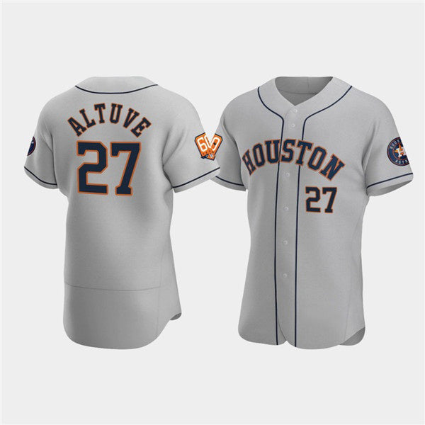 Houston Astros #27 Jose Altuve Gray Fotopoulosg 60th Anniversary Flex Base Stitched Jersey