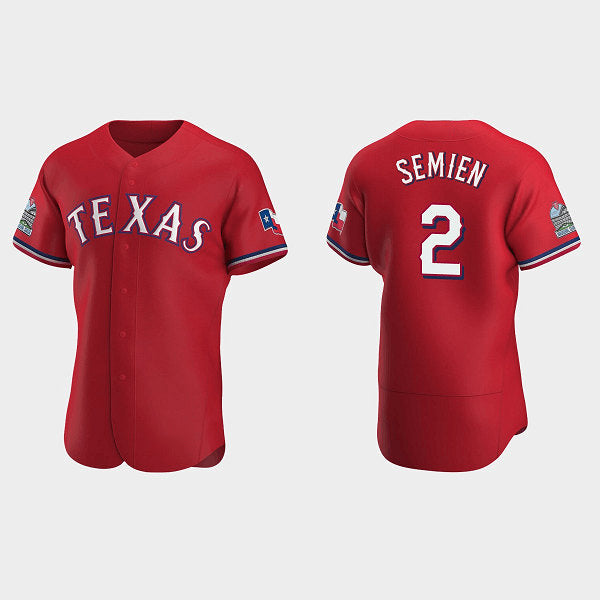 Texas Rangers #2 Marcus Semien Red Fotopoulosg Flex Base Stitched Jersey