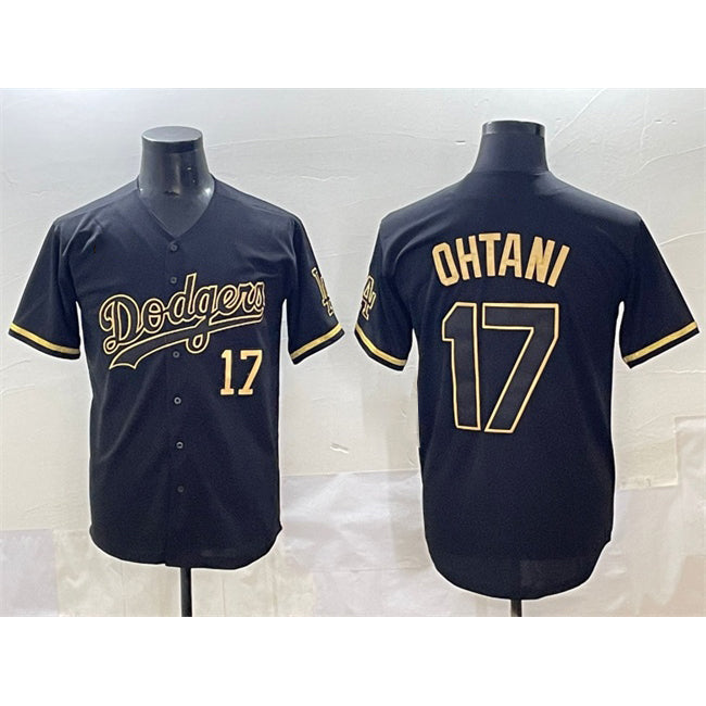 Los Angeles Dodgers #17 Shohei Ohtani Black Gold Fotopoulosg Limited Stitched Jersey