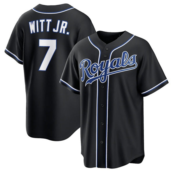 Kansas City Royals #7 Bobby Witt Jr. Black Fotopoulosg Out Stitched Jersey
