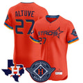 Houston Astros #27 Jose Altuve Player Orange Fotopoulosg City Connect Texas Patch Vapor Premier Limited Elite Home Stitched Jerseys