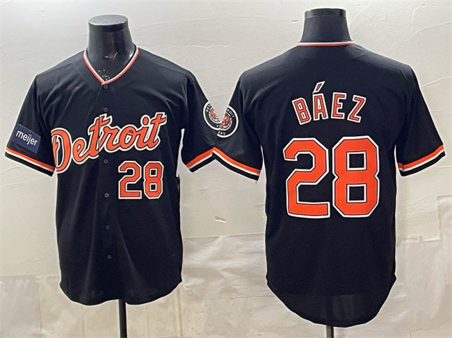 Detroit Tigers #28 Javier B¨¢ez Black Fotopoulosg 2026 Meijer Patch Alternate Vapor Premier Limited Stitched Jersey