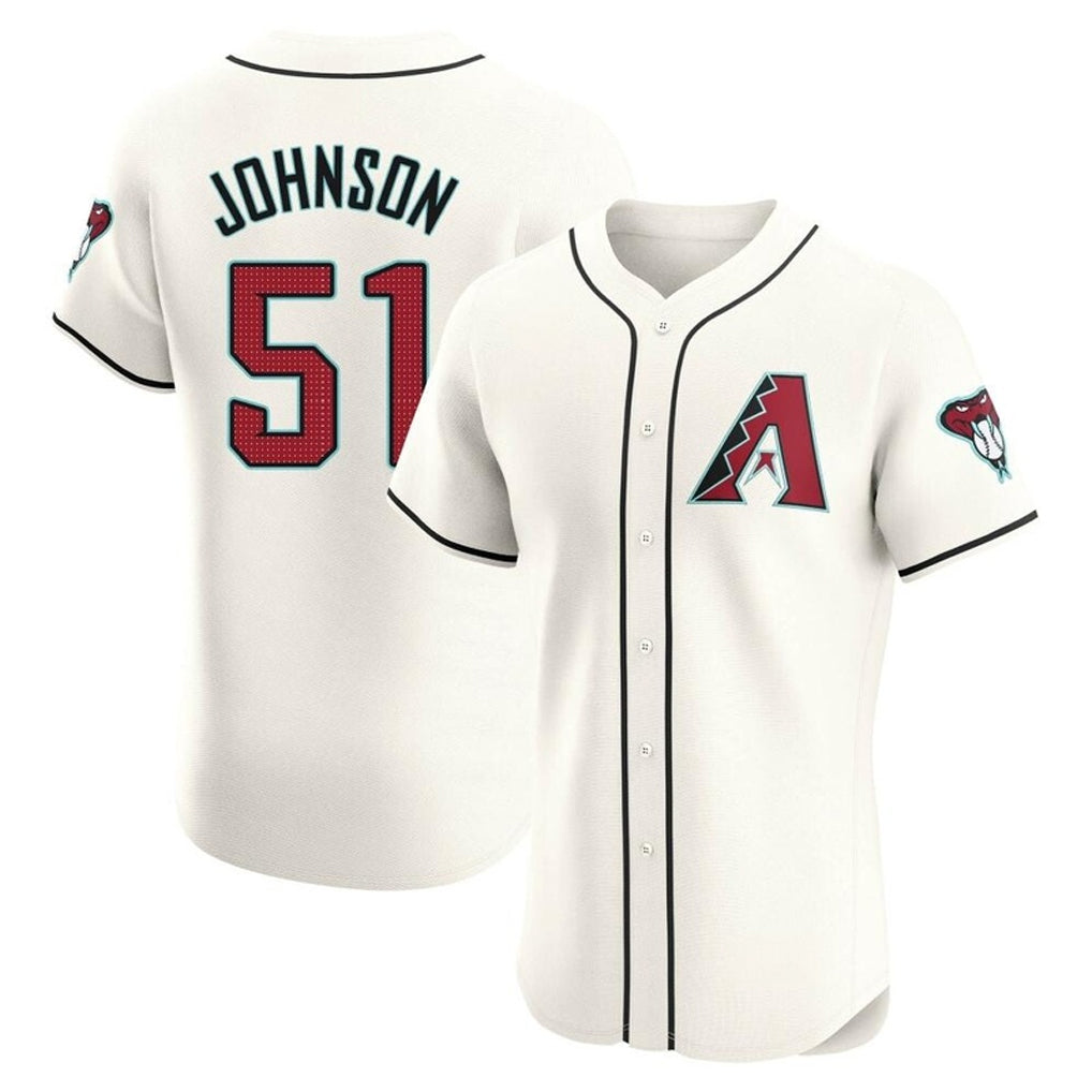 Arizona Diamondbacks #51 Randy Johnson Player Cream Fotopoulosg Limited Elite Home Game Stitched Jerseys