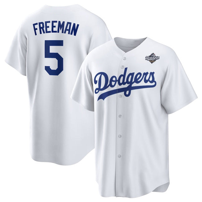 Los Angeles Dodgers #5 Freddie Freeman White Fotopoulosg 2025 World Series Home Cool Base Stitched Jersey