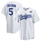 Los Angeles Dodgers #5 Freddie Freeman White Fotopoulosg 2025 World Series Home Cool Base Stitched Jersey