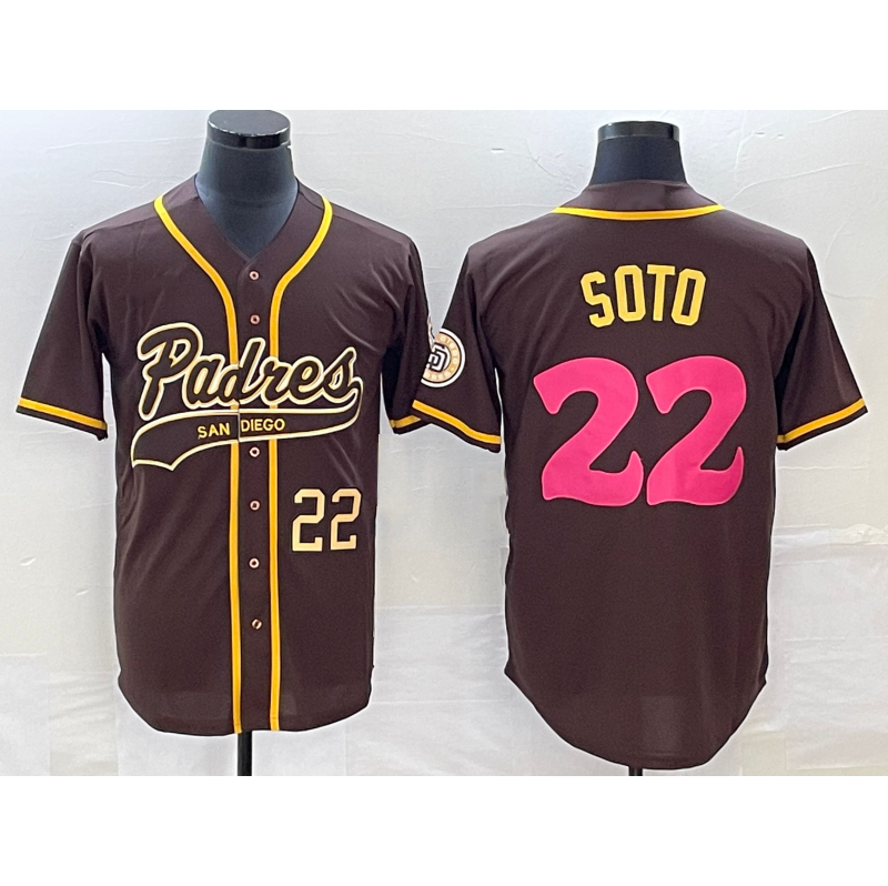 San Diego Padres #22 Juan Soto Number Brown Fotopoulosg NEW 2023 City Connect Cool Base Stitched Jersey