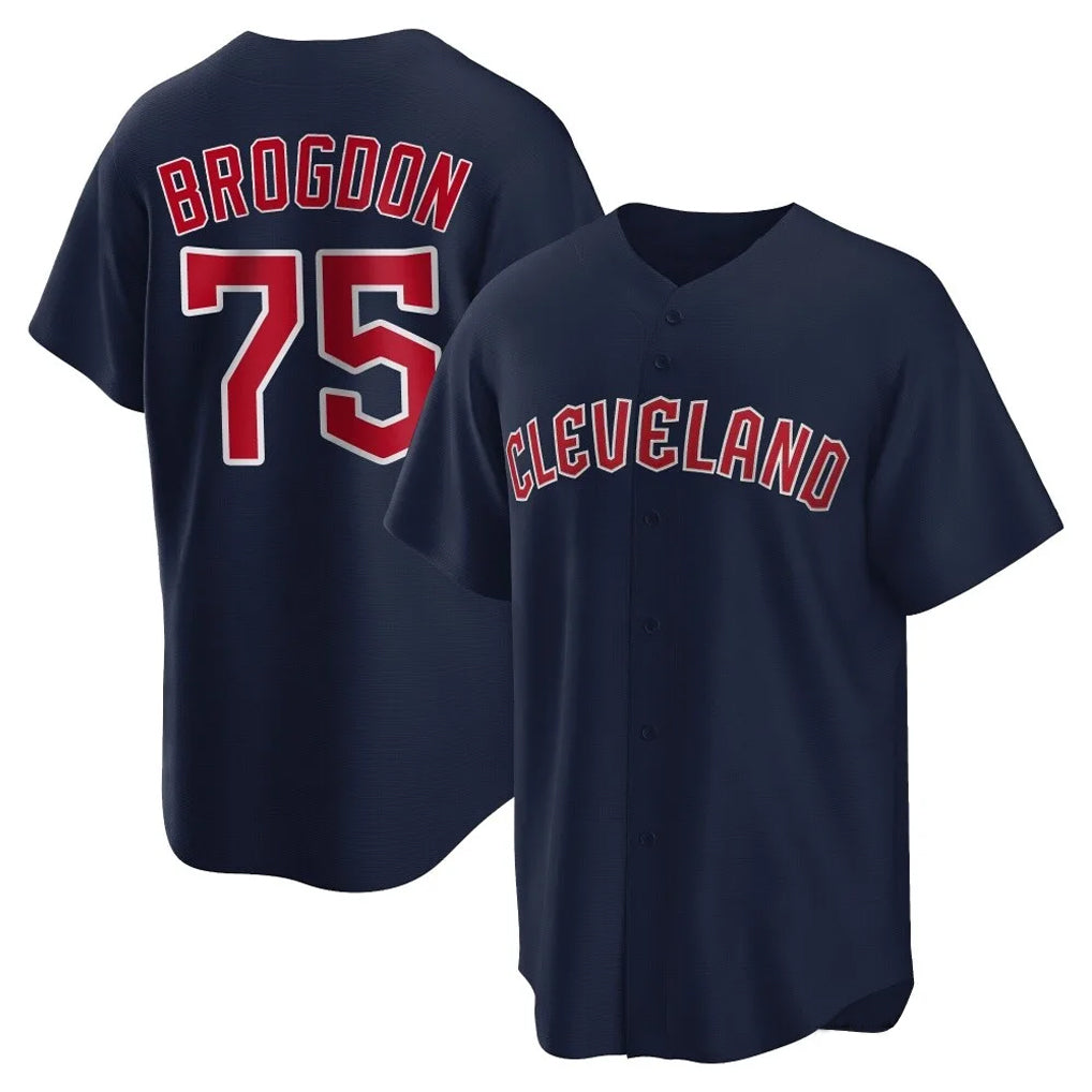 Cleveland Guardians #75 Connor Brogdon Player Navy Fotopoulosg Game Home Stitched Jerseys