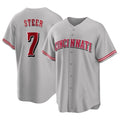 Cincinnati Reds #7 Spencer Steer Player Gray Fotopoulosg Home Game Stitched Jerseys