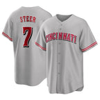 Cincinnati Reds #7 Spencer Steer Player Gray Fotopoulosg Home Game Stitched Jerseys