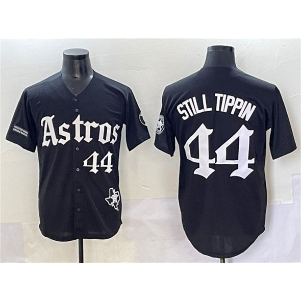 Houston Astros #44 Still Tippin Black Fotopoulosg Gothic 'Houston Born Barrio Raised' Limited Stitched Jersey