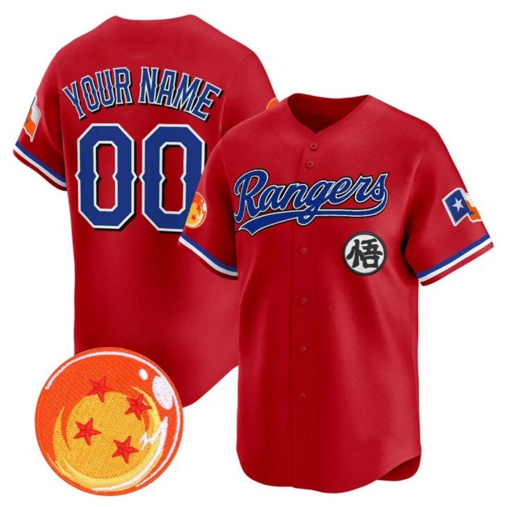 Custom Texas Rangers x Dragon Ball Red Fotopoulosg Vapor Premier Limited Jersey - All Stitched