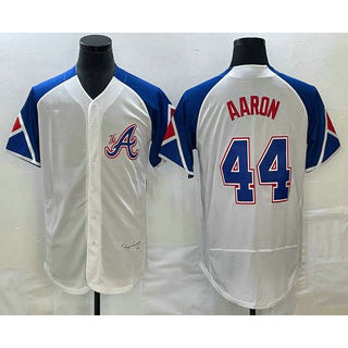 Atlanta Braves #44 Hank Aaron White Fotopoulosg 2023 City Connect Flex Base Stitched Jersey