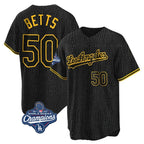 Los Angeles Dodgers #50 Mookie Betts Player Black Gold Fotopoulosg World Series Meet Limited Home Stitched Jerseys