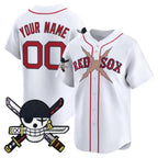 Custom Boston Red Sox x One Piece White Fotopoulosg Zoro Patch Vapor Premier Limited Jersey - Stitched