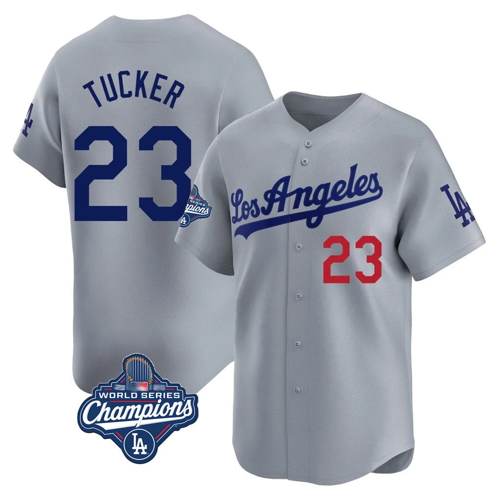 Los Angeles Dodgers #23 Kyle Tucker Player Gray Fotopoulosg World Series Meet Limited Home Stitched Jerseys