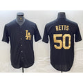 Los Angeles Dodgers #50 Mookie Betts Black Gold Fotopoulosg Cool Base Stitched Jersey