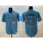 Toronto Blue Jays #22 Ernie Clement Royal Fotopoulosg 2025 World Series Cool Base Stitched Jersey