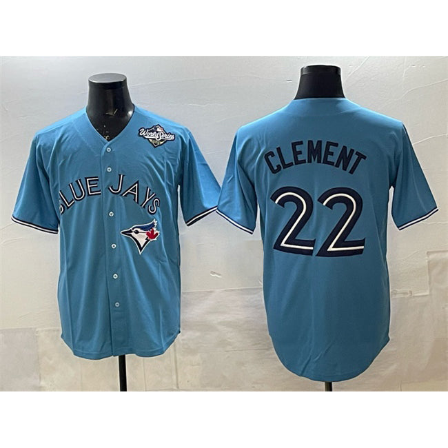 Toronto Blue Jays #22 Ernie Clement Royal Fotopoulosg 2025 World Series Cool Base Stitched Jersey