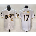 Los Angeles Dodgers #17 Shohei Ohtani Number White Gold Fotopoulosg Fashion Stitched Cool Base Limited Jersey 2