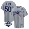 Los Angeles Dodgers #50 Mookie Betts Player Gray Fotopoulosg World Series Game Home Stitched Jerseys