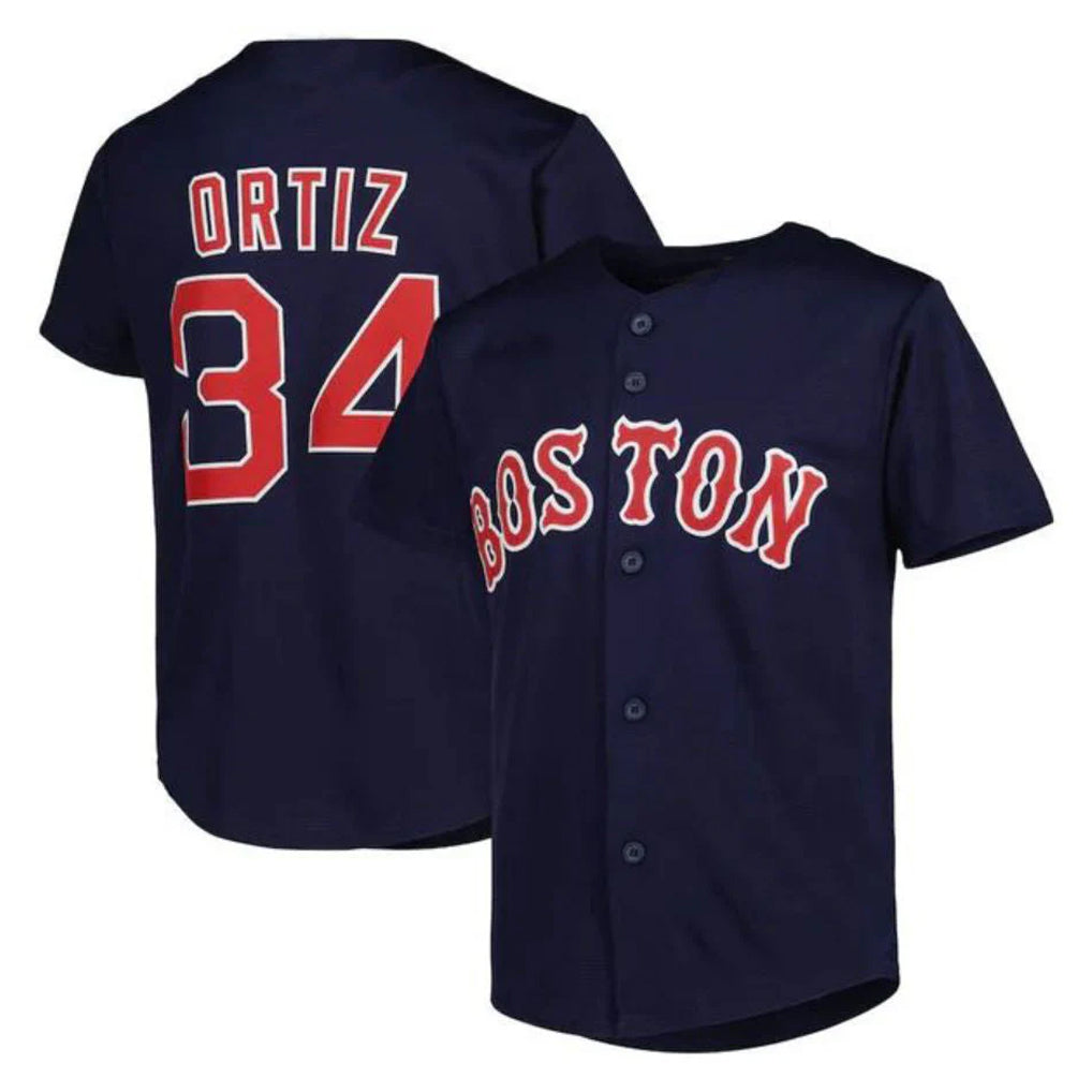 Boston Red Sox #34 David Ortiz Player Navy Fotopoulosg Mitchell & Ness Cooperstown Collection Mesh Home Stitched Jerseys