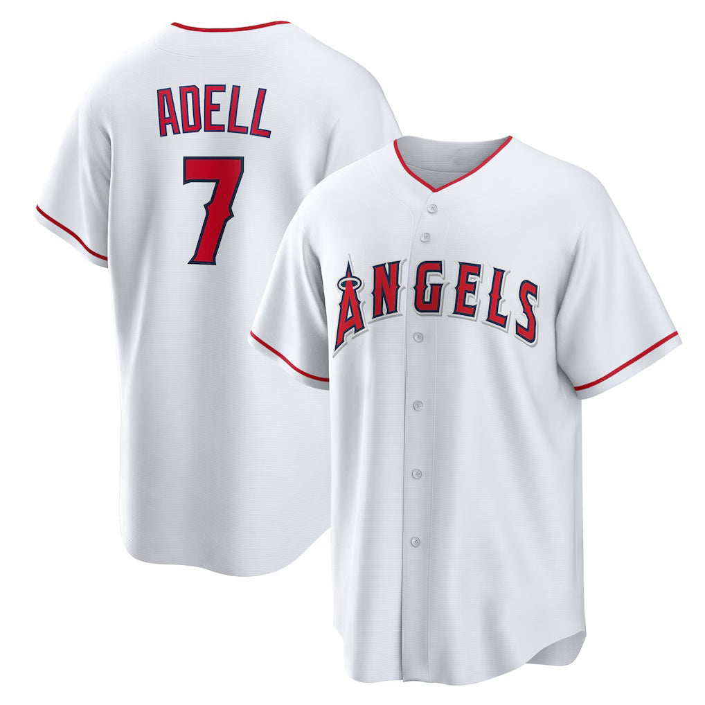Los Angeles Angels #7 Jo Adell White Fotopoulosg Home Replica Jersey
