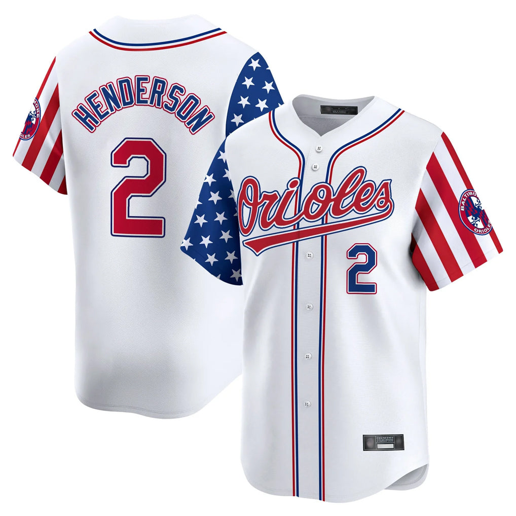 Baltimore Orioles #2 Gunnar Henderson Player White Fotopoulosg Independence Day Vapor Premier Home Game Stitched Jerseys
